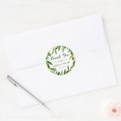 Elegant Olive Leaf Boho Tuin Bruiloft Dank u Ronde Sticker (Envelop)