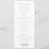 Elegant Olive Leaf Crest  Blauw Bruiloft Programma (Achterkant)