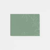 Elegant Olive leaf simpel monogram bericht Post-it® Notes (Voorkant)