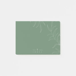 Elegant Olive leaf simpel monogram bericht Post-it® Notes