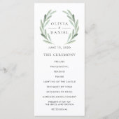 Elegant Olive Leaf Wreatgreen Wedding Programme Programma (Voorkant)
