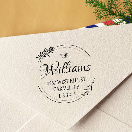 Elegant Olive Round Return-adres Zelfinktende Stempel