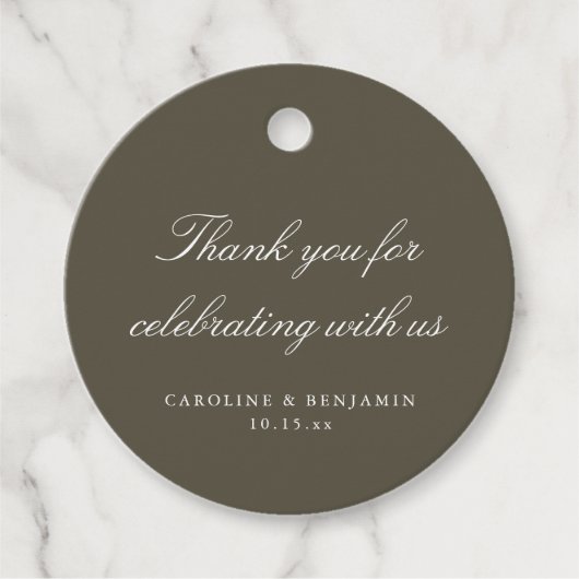 Elegant Olive Script Wedding Custom Thank You Bedankjes Labels (Voorkant)