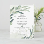Elegant Olive Sprig Branch Wedding Kaart (Staand voorkant)