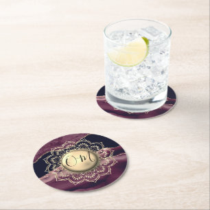 Elegant OM Mandala Marble Ronde Kartonnen Onderzetter