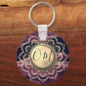 Elegant OM Mandala Marble Sleutelhanger (Voorkant)