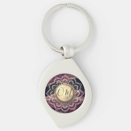 Elegant OM Mandala Marble Sleutelhanger (Voorkant)