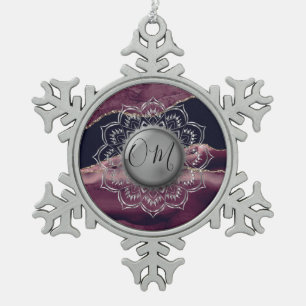 Elegant OM Mandala Marble Tin Sneeuwvlok Ornament