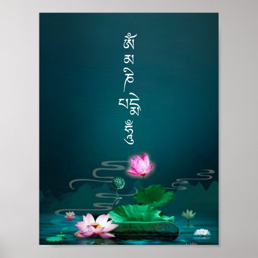 Elegant Om Mani Padme Hum Avalokiteshvara Mantra Poster (Voorkant)