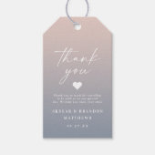 Elegant Ombre Blush Pink & Blue Weddenschap Hartel Cadeaulabel (Voorkant)