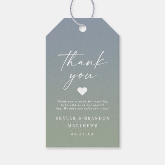 Elegant Ombre Dusty Blue & Green Wedding Hartelijk Cadeaulabel
