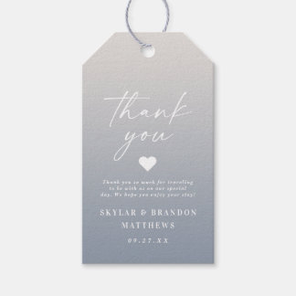 Elegant Ombre Dusty Blue & Ivory Wedding Hartelijk Cadeaulabel