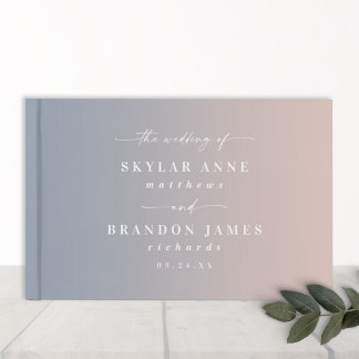 Elegant Ombre Dusty Blue & Light Pink Wedding Gastenboek
