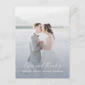 Elegant Ombre Dusty Blue Wedding Photo Overlay Briefkaart (Voorkant)