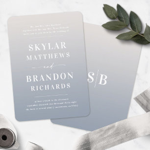 Elegant Ombre Ivory & Blue Semi Plechtige bruiloft Kaart