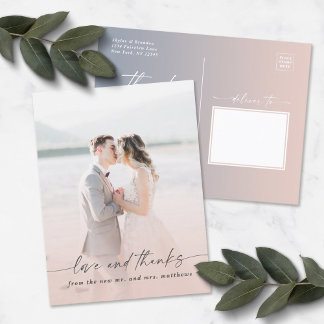 Elegant Ombre Light Pink Weddenschap Foto Overlay Briefkaart