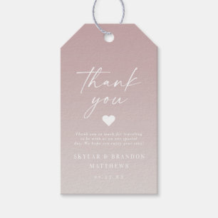 Elegant Ombre Mauve & Off-White Wedding Hartelijk  Cadeaulabel