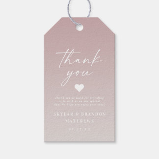 Elegant Ombre Mauve & Off-White Wedding Hartelijk  Cadeaulabel