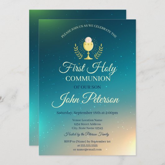 Elégant Ombre Première Sainte Communion Invitation (Devant / Derrière)