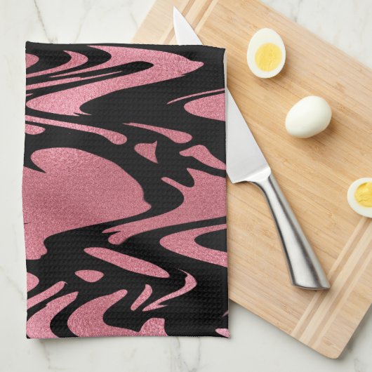 Elegant Ombre Roos Gold Glitter met monogram Theedoek (Quarter Fold)