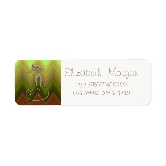 Elegant Ombre ZigZag, Kat Address Label (Voorkant)