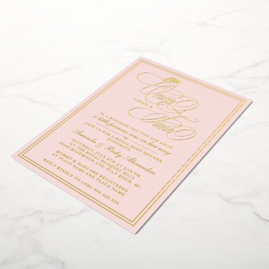 Elegant Once Upon A Time Princess Baby shower Folie Uitnodiging (Gedraaid)