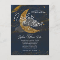 Elegant Onder de Sterren Blauw Gouden Maan Quincea
