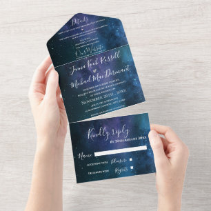 Elegant onder Stars Theme Monogram Weddenschap All In One Uitnodiging