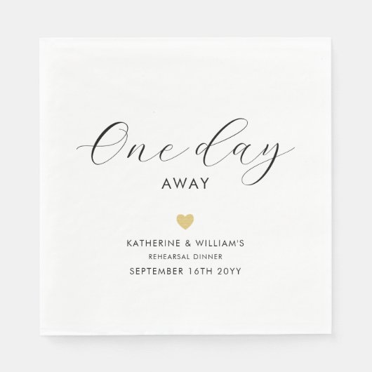 Elegant One Day Away Gold Heart repetitie diner Servet (Voorkant)