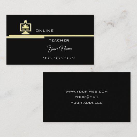Elegant online leraar visitekaartje (Voorkant / Achterkant)