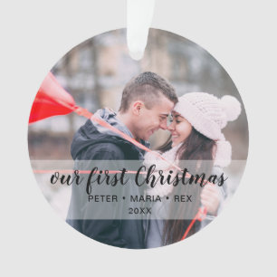Elegant ons eerste kerstpaar foto aangepast ornament