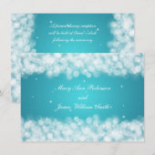 Elegant ontvangstfeest sprankelend turquoise kaart (Voorkant / Achterkant)