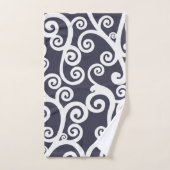 Elegant ontwerp, bloempatroon, marineblauw, wit bad handdoek (Handdoek)