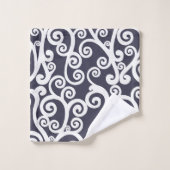Elegant ontwerp, bloempatroon, marineblauw, wit bad handdoek (Wasdoekje)