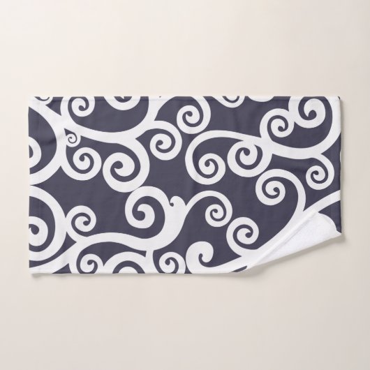 Elegant ontwerp, bloempatroon, marineblauw, wit bad handdoek (Handdoek)