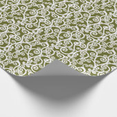 Elegant ontwerp, bloempatroon, olijfgroen, wit cadeaupapier (Hoek)