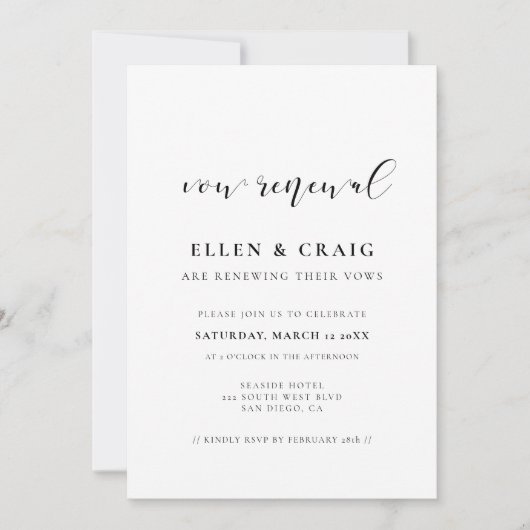 Elegant ontwerp Bruiloft Gelofte vernieuwing Kaart (Voorkant)