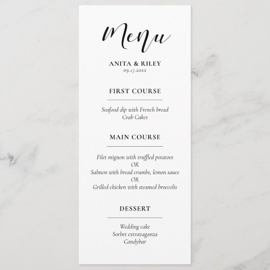 Elegant ontwerp bruiloft menukaart (Voorkant)