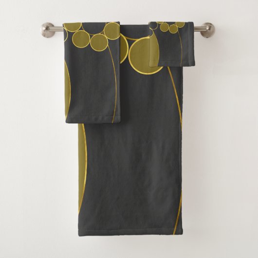 Elegant ontwerp, floreel, eenvoudig, cirkels, goud bad handdoek (Insitu)