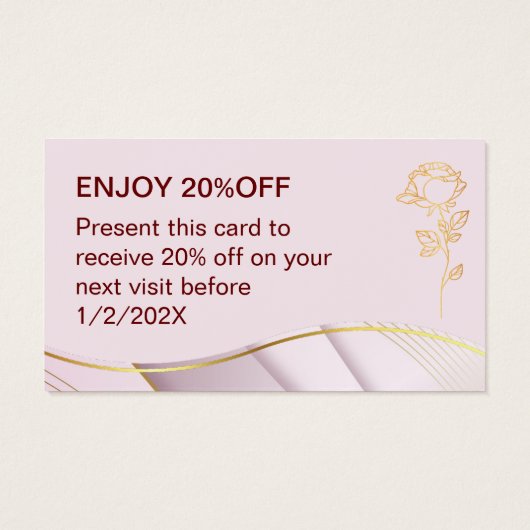 Elegant ontwerp Zachte kleuren Roze Goud Verwijzin Visitekaartje (Achterkant)