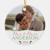 Elegant onze eerste kerst bruiloften getrouwde fot keramisch ornament (Voorkant)