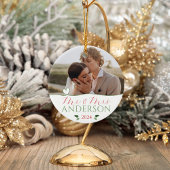 Elegant onze eerste kerst bruiloften getrouwde fot keramisch ornament