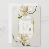 Elegant Oosters Magnolia Bruiloft Save the Date Aankondiging (Voorkant)