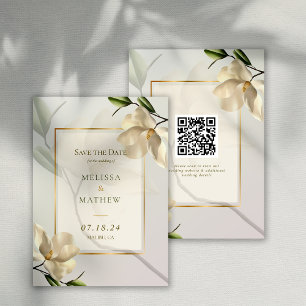 Elegant Oosters Magnolia Bruiloft Save the Date Kaart