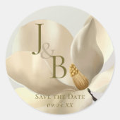 Elegant Oosters Wit Magnolia Save the Date Ronde Sticker (Voorkant)