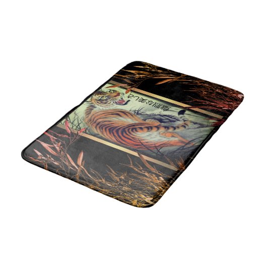 Elegant oostertijger en bamboe elegant badmat (Gekanteld)