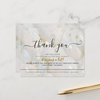 Elegant Opal Stone Custom Logo Thank You Card Briefkaart