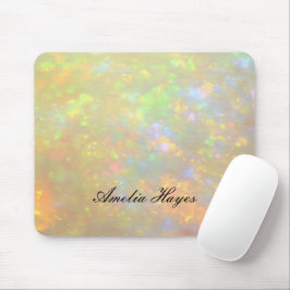 Elegant Opal Stone Texture Modern Script Custom Muismat