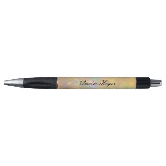 Elegant Opal Stone Texture Modern Script Custom Pen (Voorkant)