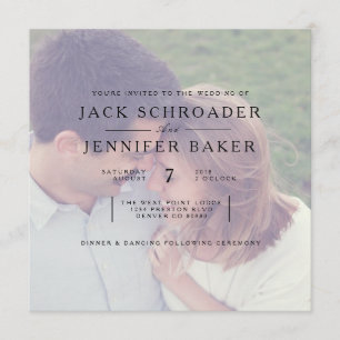 Elegant Opaque Photo Overlay Wedding Invite Kaart